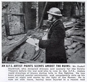 Amidst Prints: Artist Paints Scenes Amidst the Ruins 1940