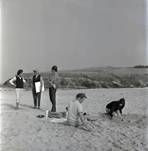 Artists on the beach at St Ives, Cornwall