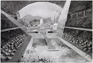 Earls Prints: Artist's impression of Earl's Court with a lido pool made possible by lowering the foor