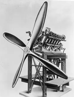 Cylinder Prints: Artists impression of the Hall-Scott A-8 500hp inline engine
