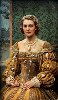 Images Dated 24th February 2014: The artists wife in Renaissance dress by Fortunino Matania