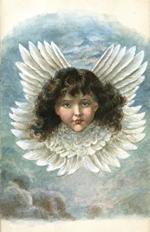 Auerbach Collection: Artwork by Florence Auerbach, cherub head with wings