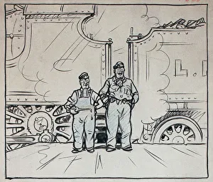 Crosby Collection: Artwork, two railwaymen