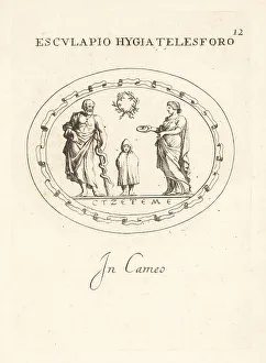 Cameo Prints: Asclepius, Hygieia and Telesphorus, Greek gods of health