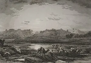 Recorridos Prints: Ashkelon. Engraving by Ransonnette