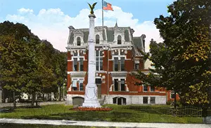 Fought Prints: Ashtabula, Ohio, USA - City Hall and Civil War Monument
