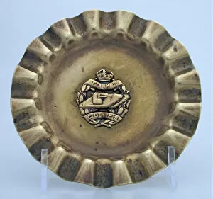 Ashtray Collection: Ashtray with the badge of the Tank Corps in the centre