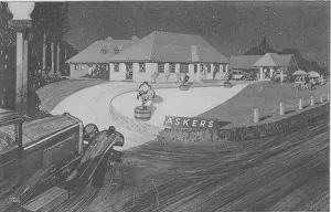 Headlights Prints: Askers Road House near Dorchester in Dorset pictured at night with a smart car sweeping