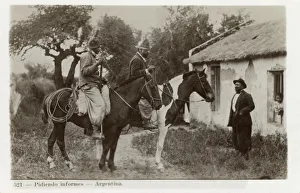 Images Dated 10th February 2012: Asking two Vaquero riders for the news, Argentina