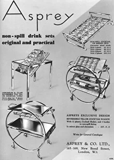 Sets Gallery: Asprey non-spill drink sets and trolleys advertisement, 1935