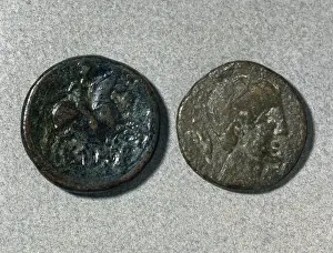 Coinage Prints: Assarius. Reverse and adverse. Ibero-roman. Bronze. Mint of