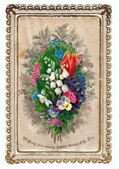 Assorted flowers on a birthday card