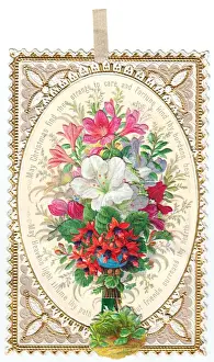 Assorted flowers on a Christmas card