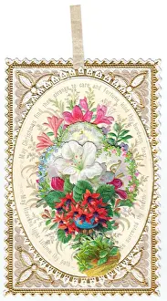 Assorted flowers on a Christmas card