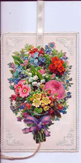 Assorted flowers on a greetings card