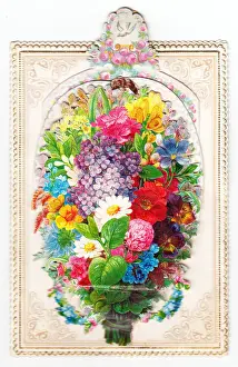 Assorted flowers on a greetings card