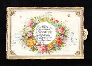 Assorted flowers on a New Year card
