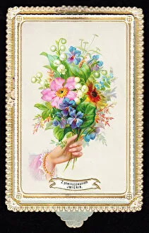 Images Dated 5th July 2018: Assorted flowers on a Polish birthday card