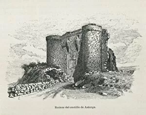 Academia Gallery: Astorga. Ruins of the castle. Engraving. SPAIN