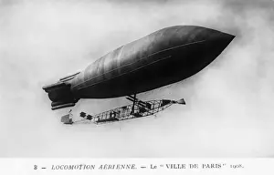 Astra Ville de Paris Dirigible Airship Flying in 1908
