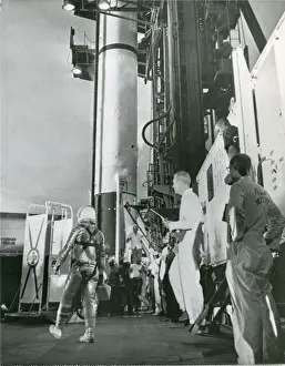 Approaches Prints: Astronaut Virgil ?Gus? Grissom approaches his Redstone ?
