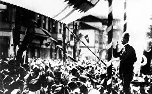 Ataturk addressing a crowd