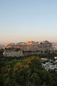 Images Dated 23rd August 2005: Athens. Panoramic view of the Acropolis. Sunset