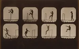 Athletes. Walking high leap