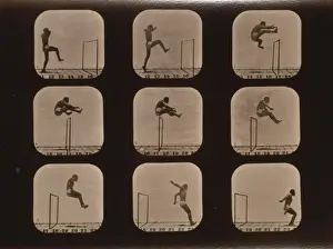 Athletes. Walking high leap
