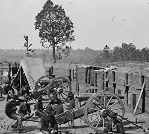 Atlanta Prints: Atlanta, Ga. Federal soldiers relaxing by guns of captured f