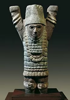 Mejico Collection: Atlantis or warrior with arms raised. Polychrome