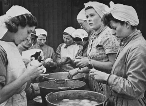 Peeling Prints: ATS women learning to cook, 1939