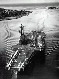 1960 Collection: The attack carrier USS Coral Sea enters Pearl Harbour