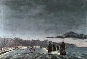 Tenerife Prints: Attack from the English fleet led by the Admiral