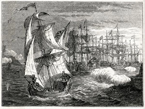 Images Dated 17th August 2021: Attack off Brest, Battle of Camaret, Brittany, France, 18 June 1694