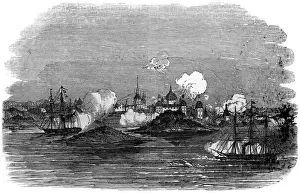 Bombarding Prints: Attack on the town of Novitska in the White Sea, 1854