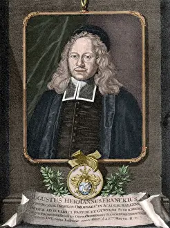 Clergy Prints: August Hermann Francke (1663-1727). Engraving. Colored