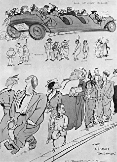 Xenophobia Prints: August invasion of London by tourists, H. M. Bateman