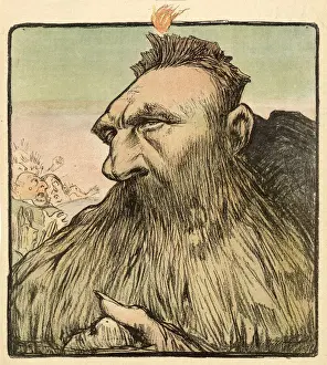 AUGUSTE RODIN (1840 - 1917), French sculptor: a satirical view Date: 1898