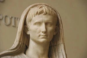 Octavius Collection: Augustus (61 B. C-14 A. D). as Pontifex Maximus