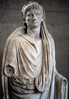 Octavius Collection: Augustus (63 BC-14 AD). First Emperor. Statue as Pontifex Ma