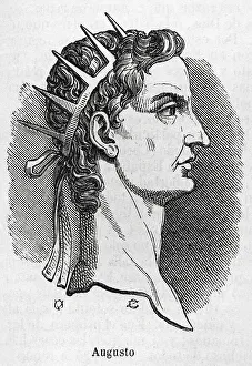Roman Empire Prints: Augustus (63 BC-14 AD). First Roman Emperor. Portrait