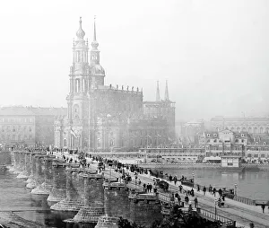 Dresden Prints: Augustus Bridge, Dresden, Germany, Victorian period