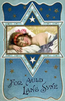 Exhausted Collection: For Auld Lang Syne - New Year Greetings card - 1908
