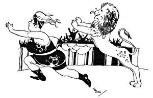 Peto Collection: Aunt Babsie as a lion-tamer - failing miserably