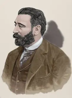 Aureliano Linares Rivas (1841-1903). Engraving. Colored