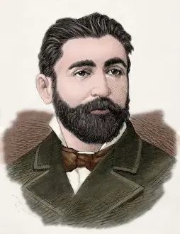 Americana Prints: Aureliano Linares Rivas (1841-1903). Engraving. Colored