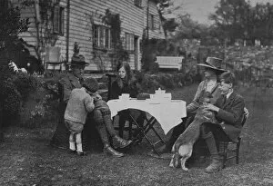 Austen Chamberlain with family in garden
