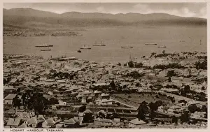 Hobart Prints: Australia - Hobart Harbour, Tasmania - Birds Eye View