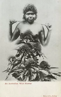 Australian Aboriginal Girl and wild flowers